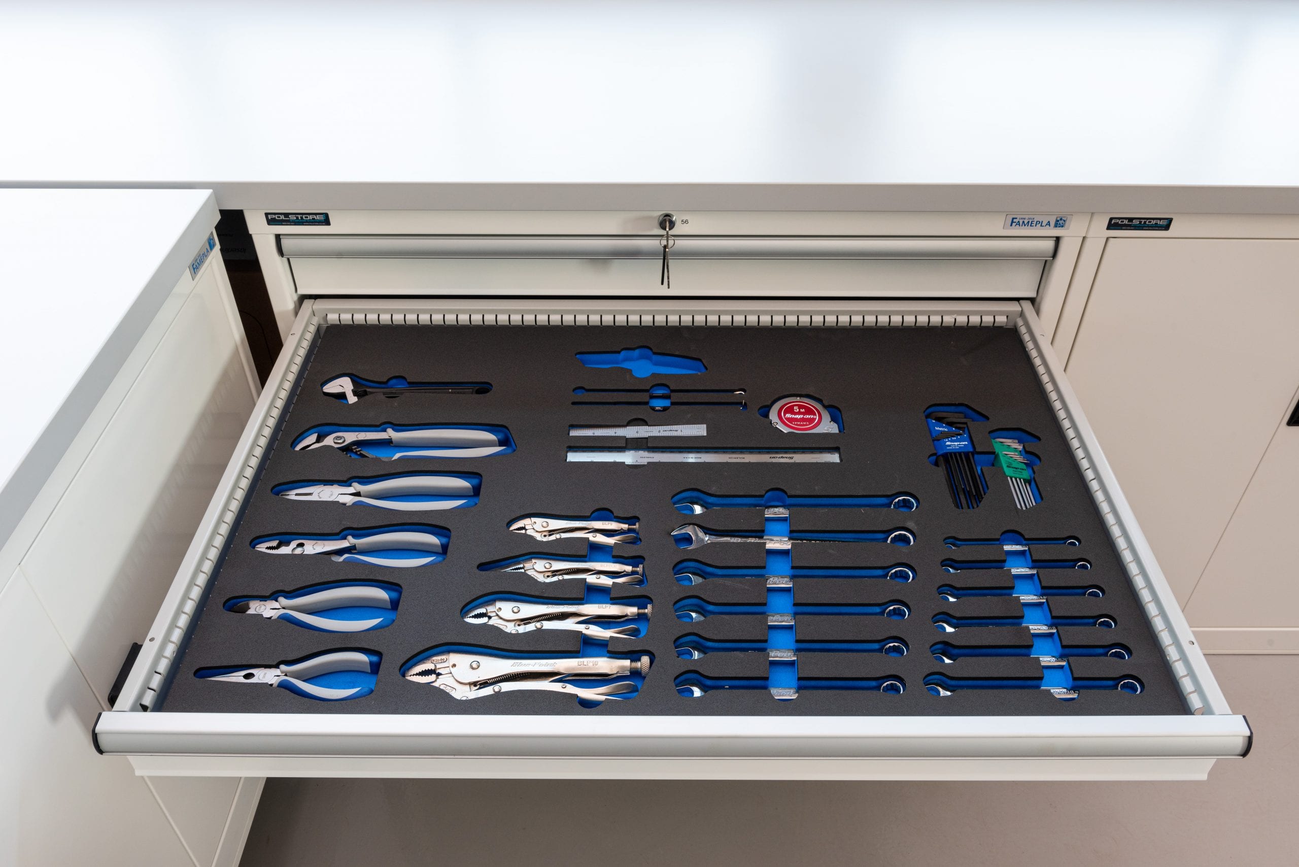 Tool control storage and foam inserts