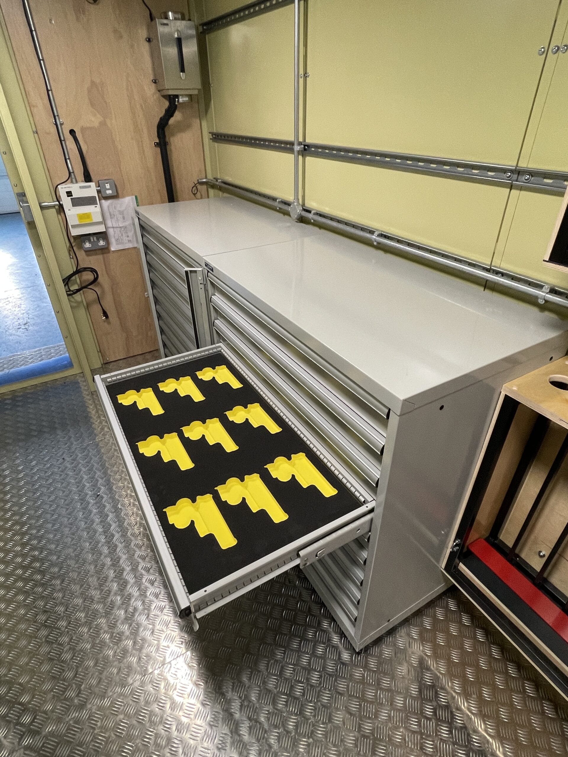 weapons storage in routed foam inserts