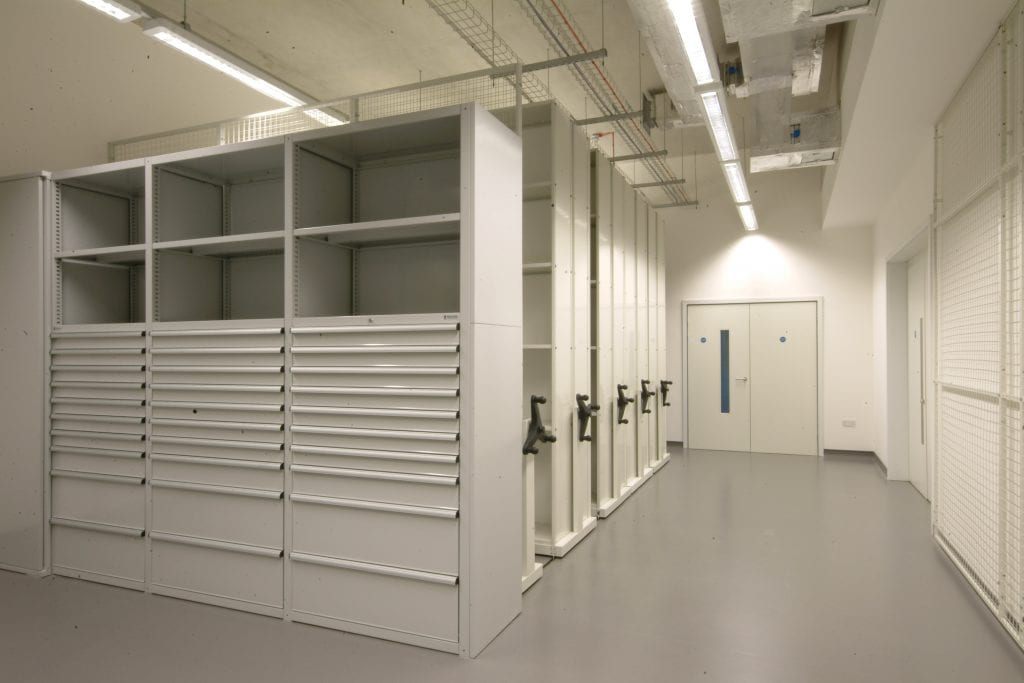 Archive museum gallery shelving for storage