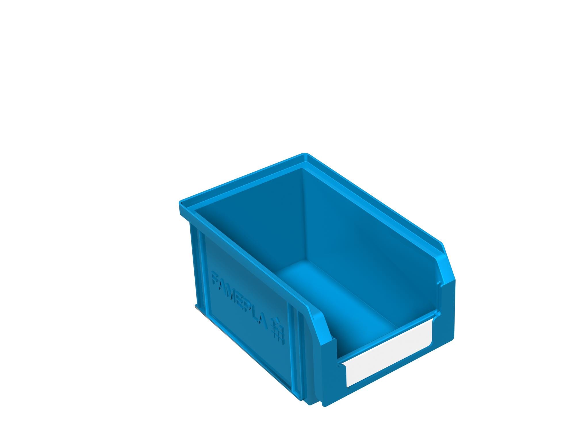 Blue plastic storage container