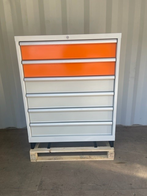 Drawer cabinet heavy duty orange grey - Polstore Storage Systems