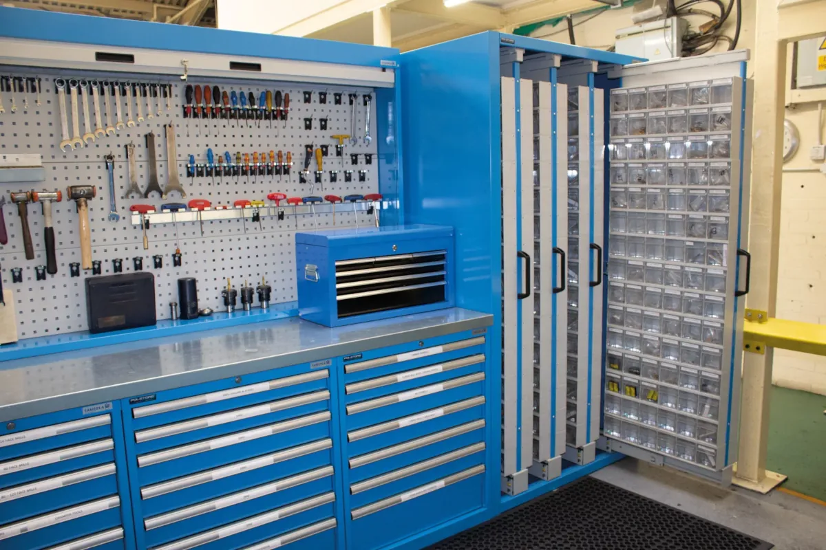 Polstore workbench and storage